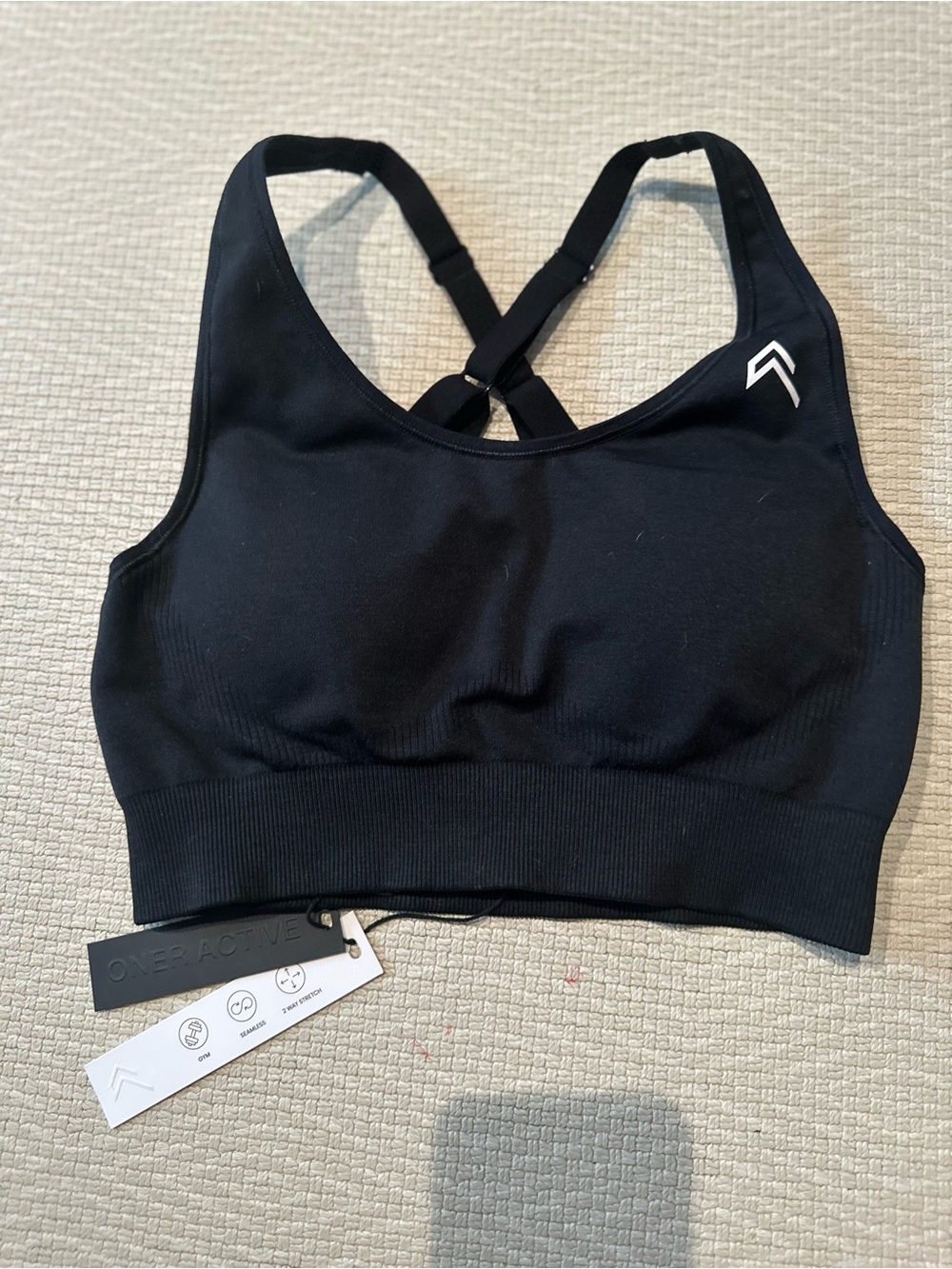 Oner Active Black Crossback Strappy Sports Bra Seamless collection